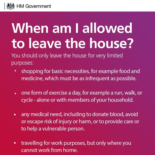 Government advice regarding leaving the house during Covid-19